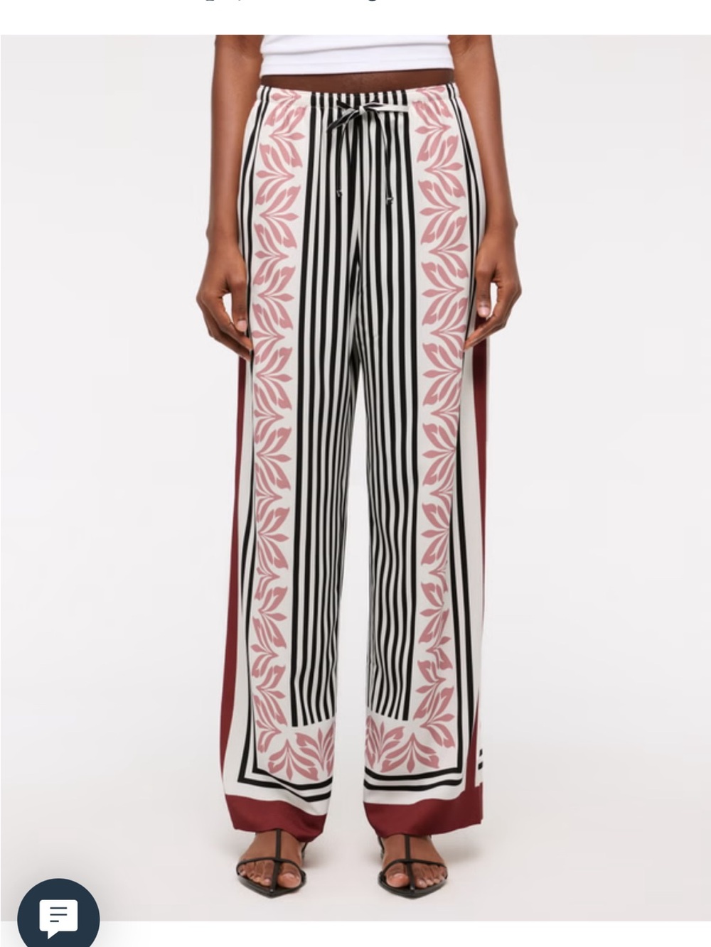 Abercrombie & Fitch Wide-Leg Printed Pull-On Pants in Rose Stripe
